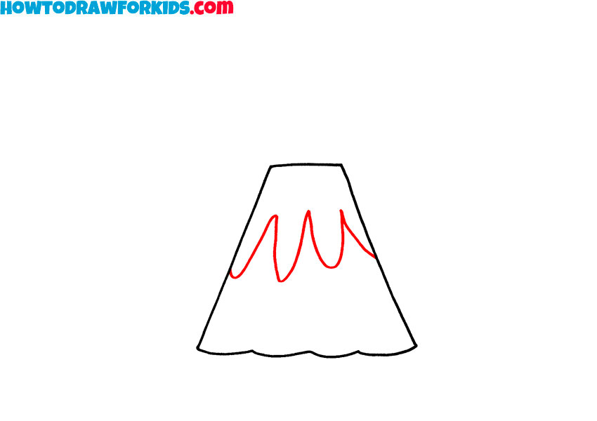 How to draw a cartoon Volcano
