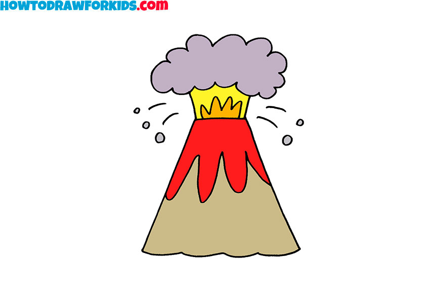 How to Draw a Volcano Easy Drawing Tutorial For Kids