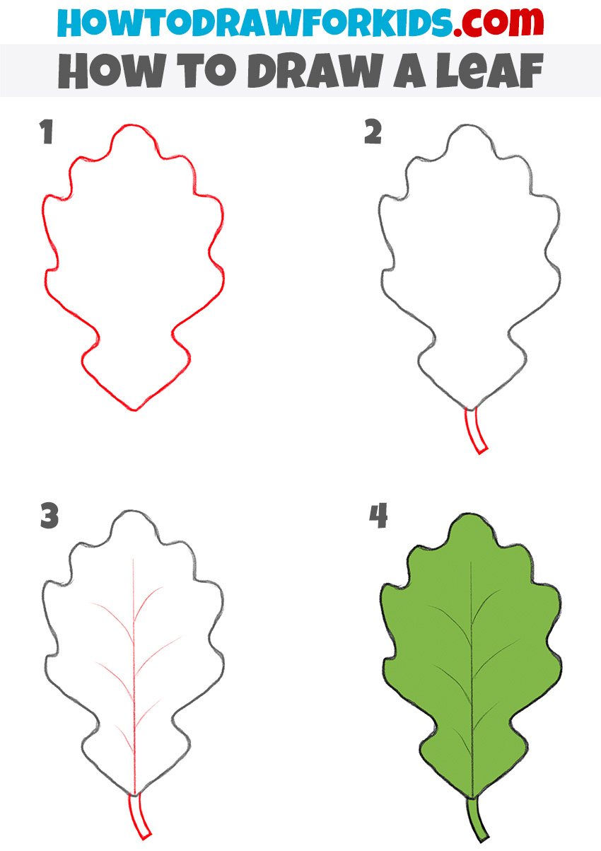How to draw a leaf step-by-step