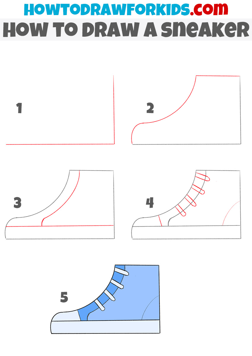 How to draw a sneaker step by step