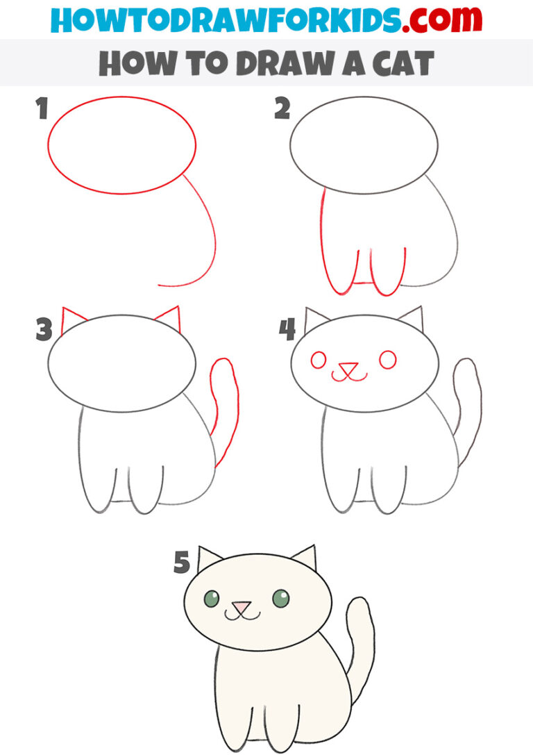 How to Draw a Cat for Kindergarten - Easy Drawing Tutorial For Kids
