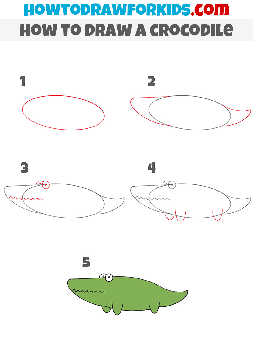 how to draw a crocodile step-by-step