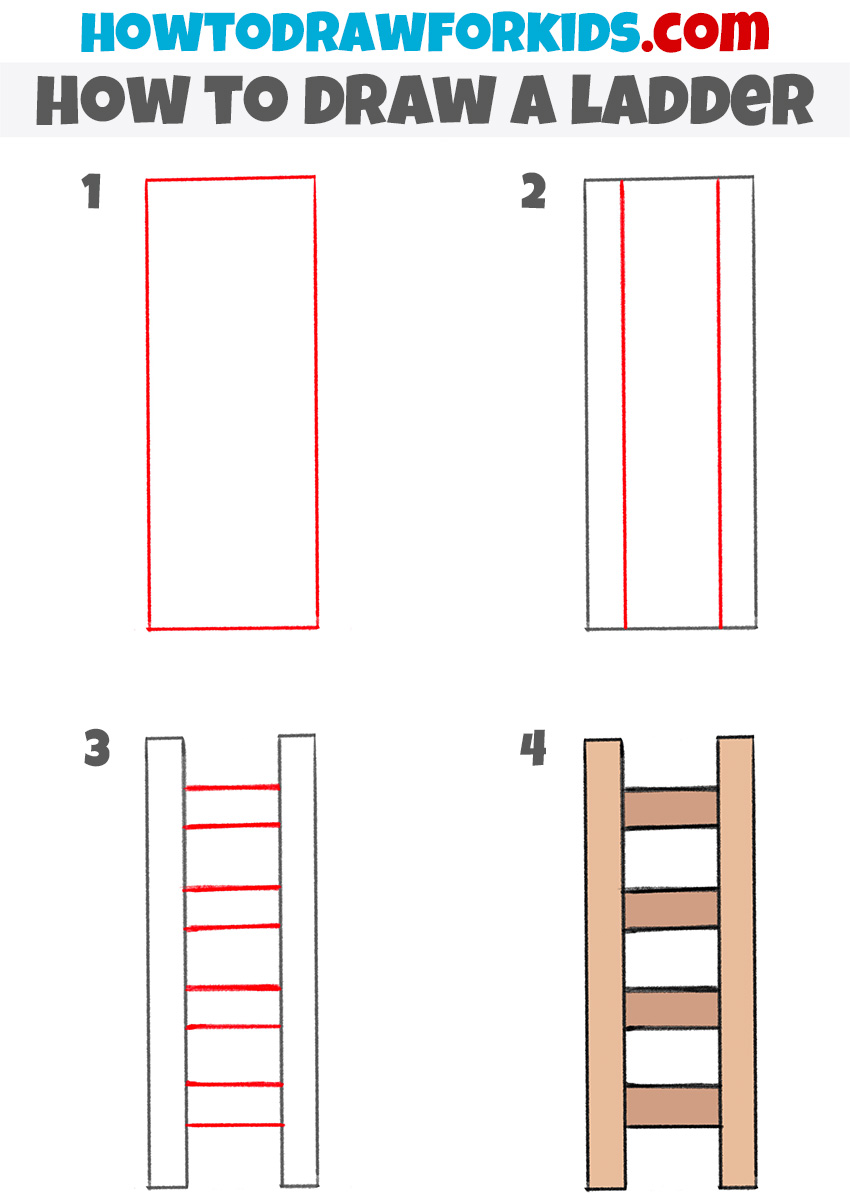 how to draw a ladder step by step