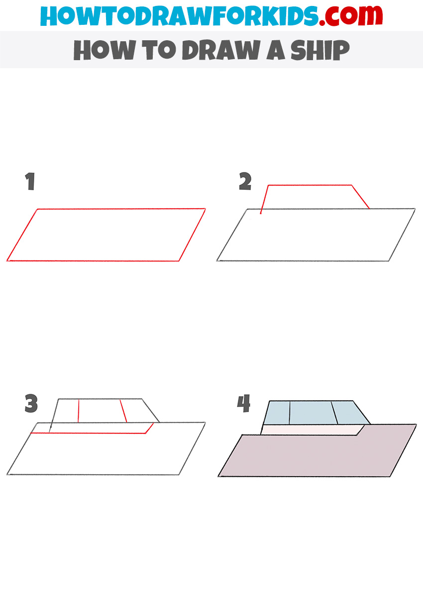 how to draw a ship step by step