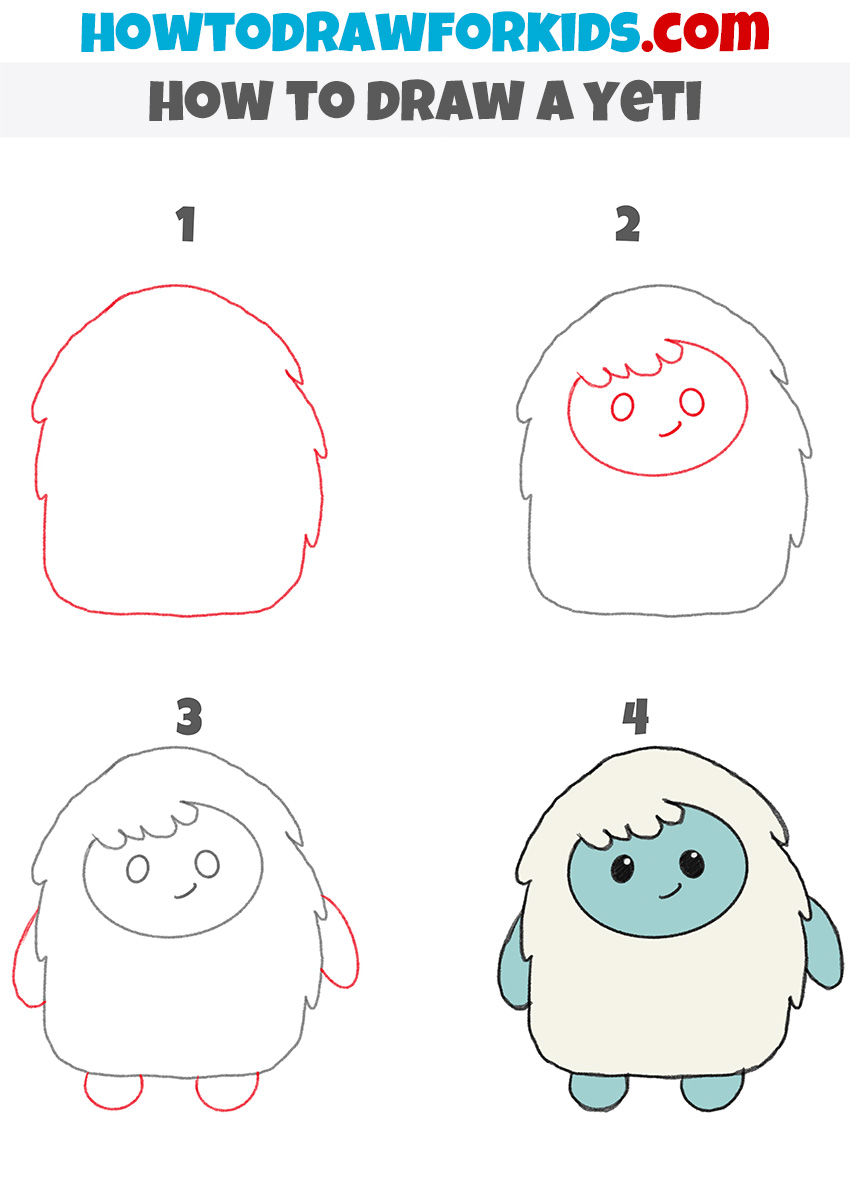 how to draw a yeti step by step