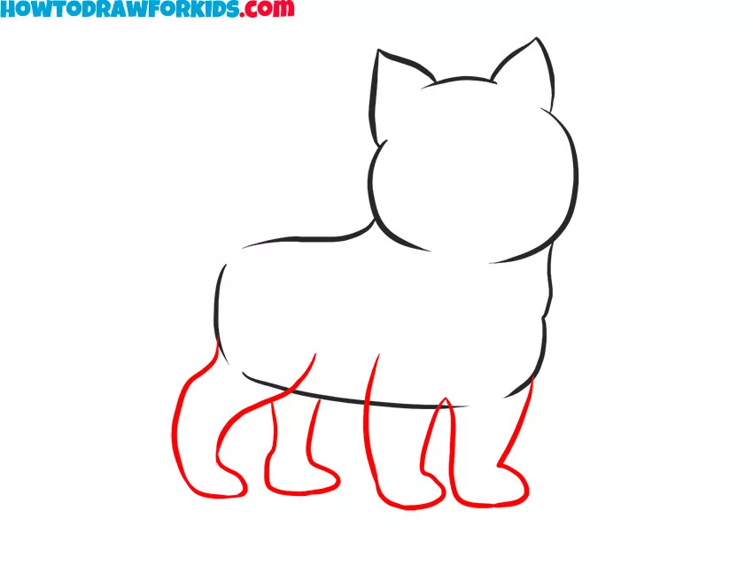 sketching the legs of the dog