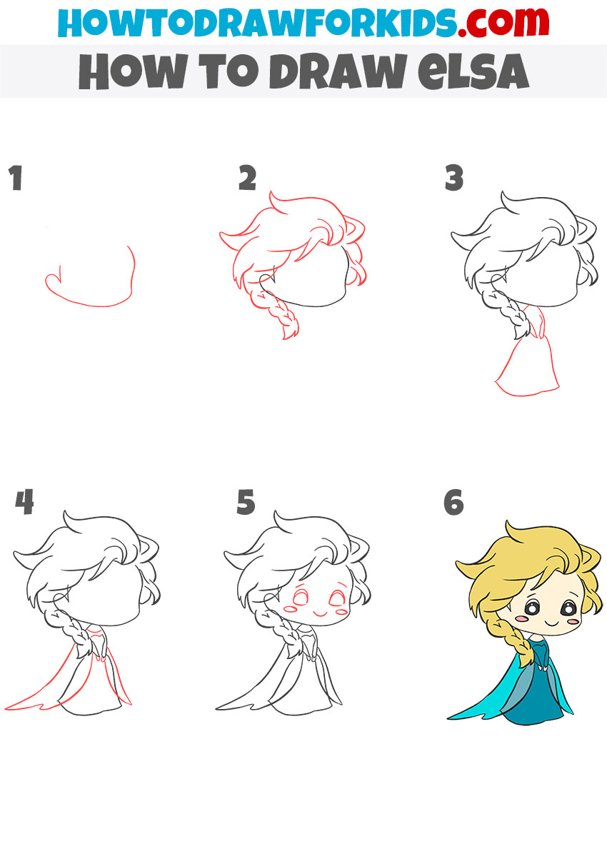 How to Draw Elsa step by step
