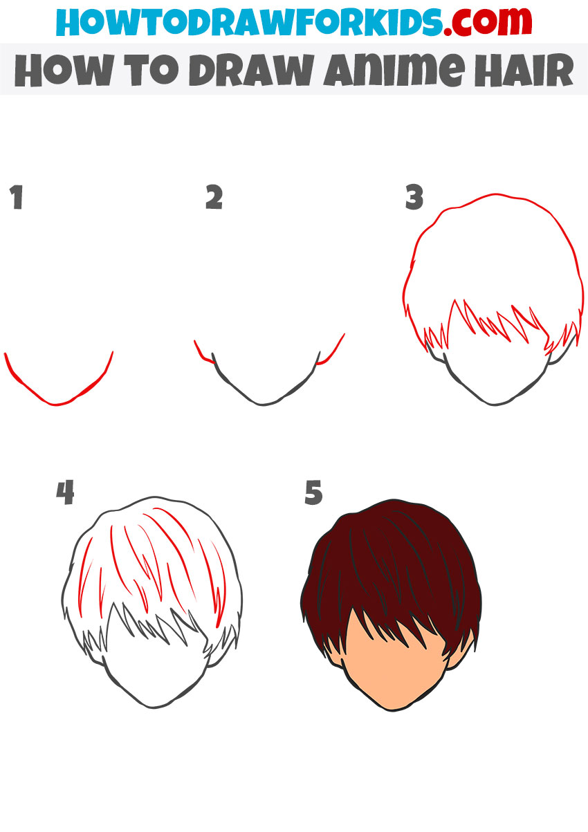 How to draw Anime Hair step by step