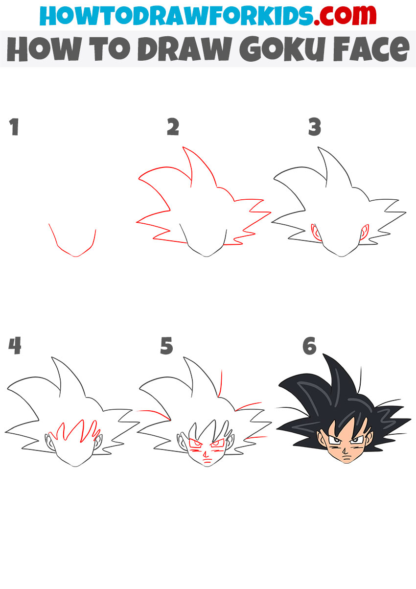 How to draw Goku Face step-by-step