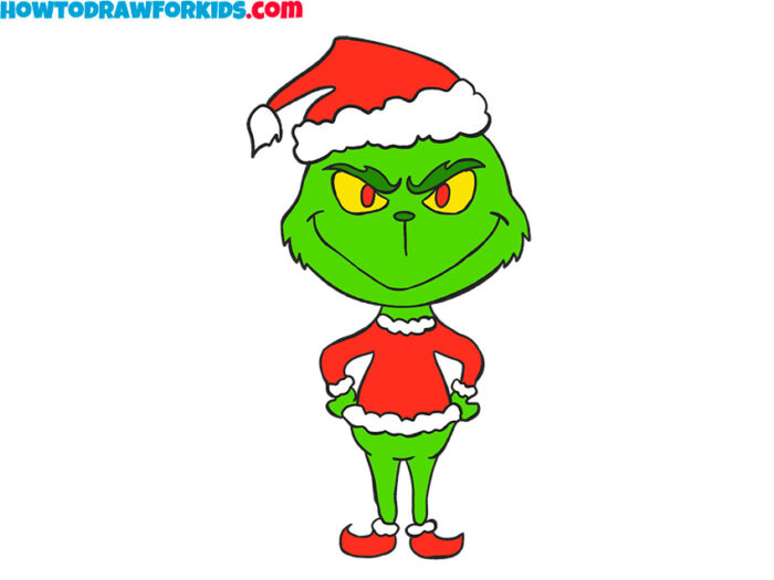 How to Draw Grinch - Easy Drawing Tutorial For Kids