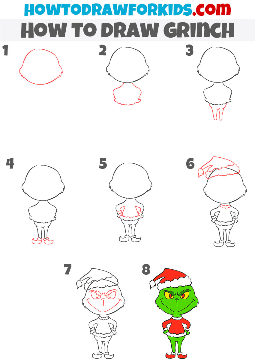 How to draw Grinch step by step