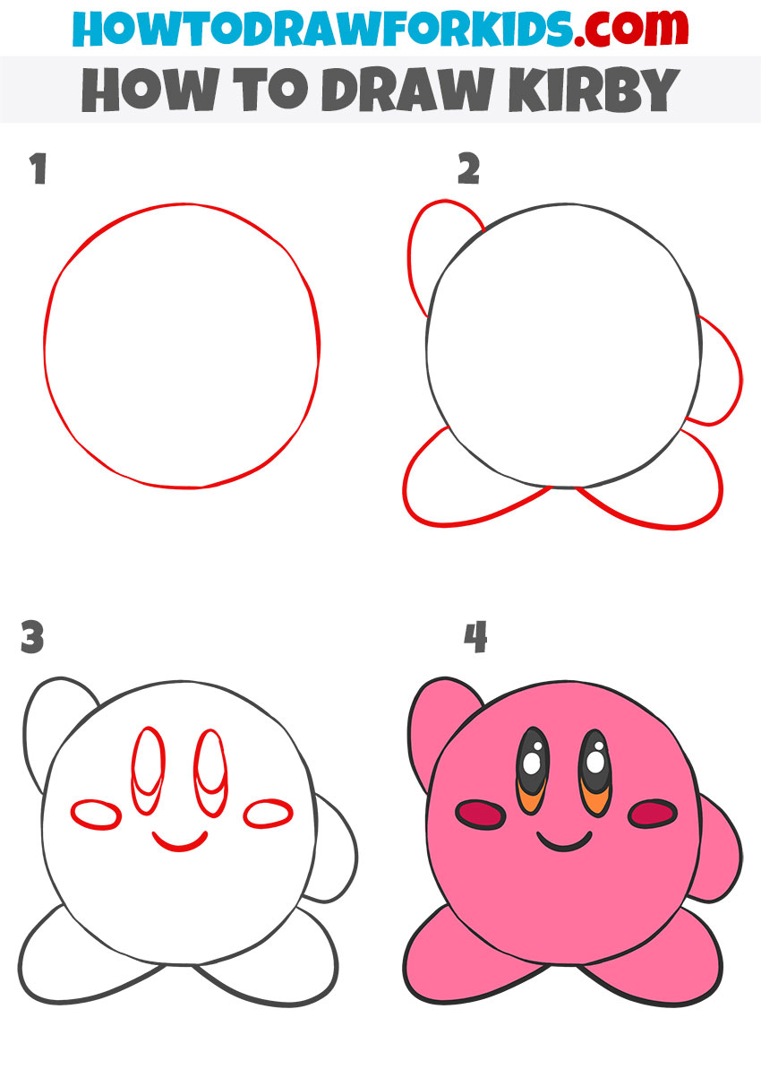 How To Draw Kirby Step By Step BEST GAMES WALKTHROUGH