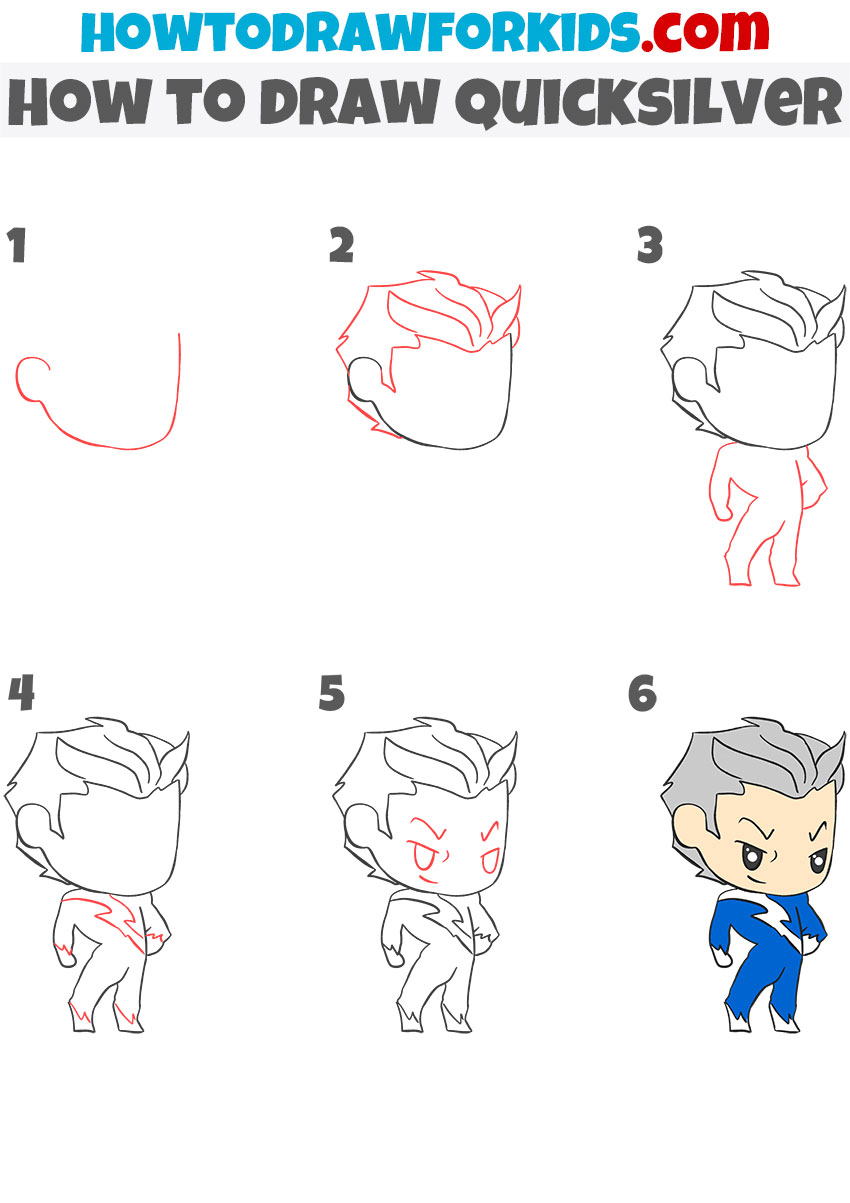How to draw Quicksilver step by step