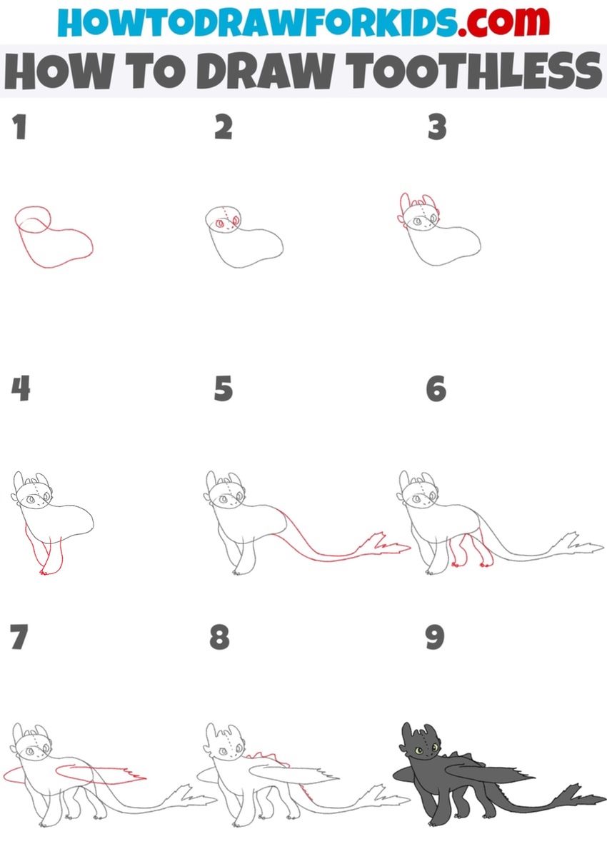 How to draw Toothless step by step