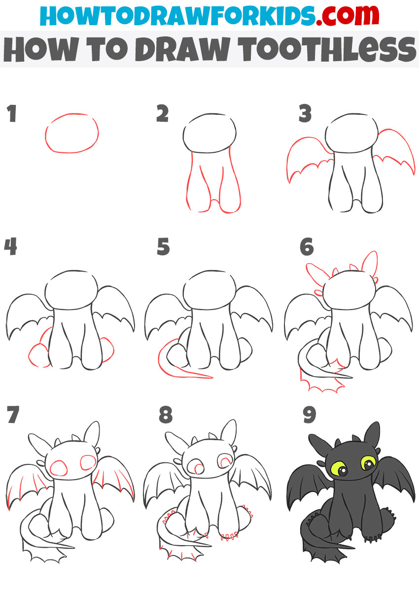 How to draw Toothless step by step