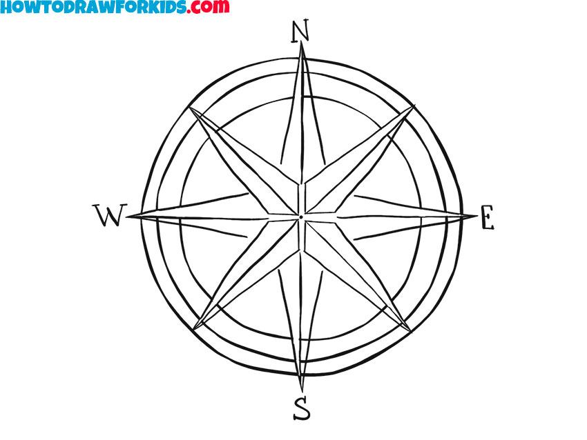 How to draw a Compass Rose easy
