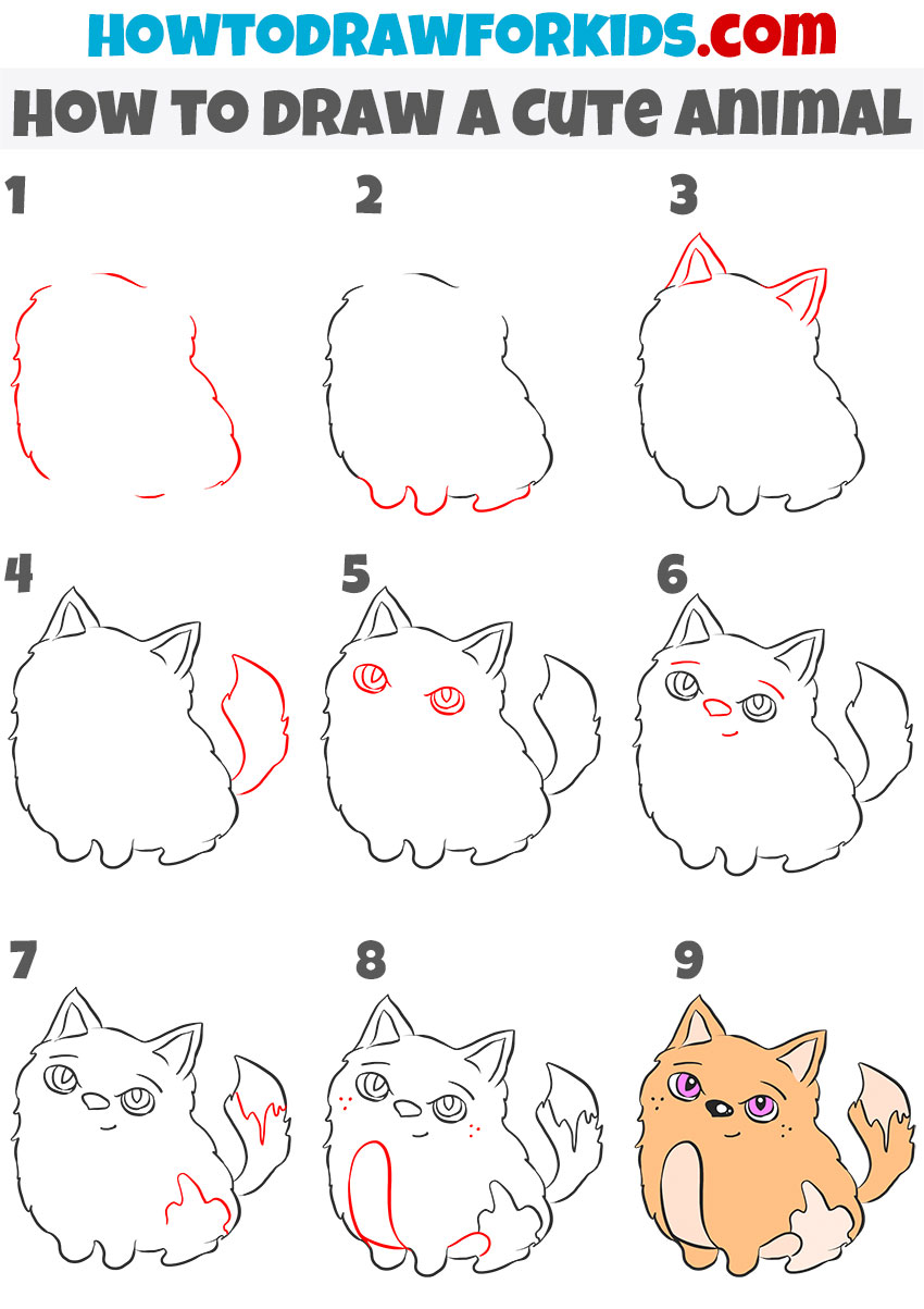 How To Draw A Cute Animal Easy Drawing Tutorial For Kids