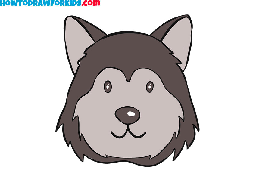 How to draw a Husky face for kids