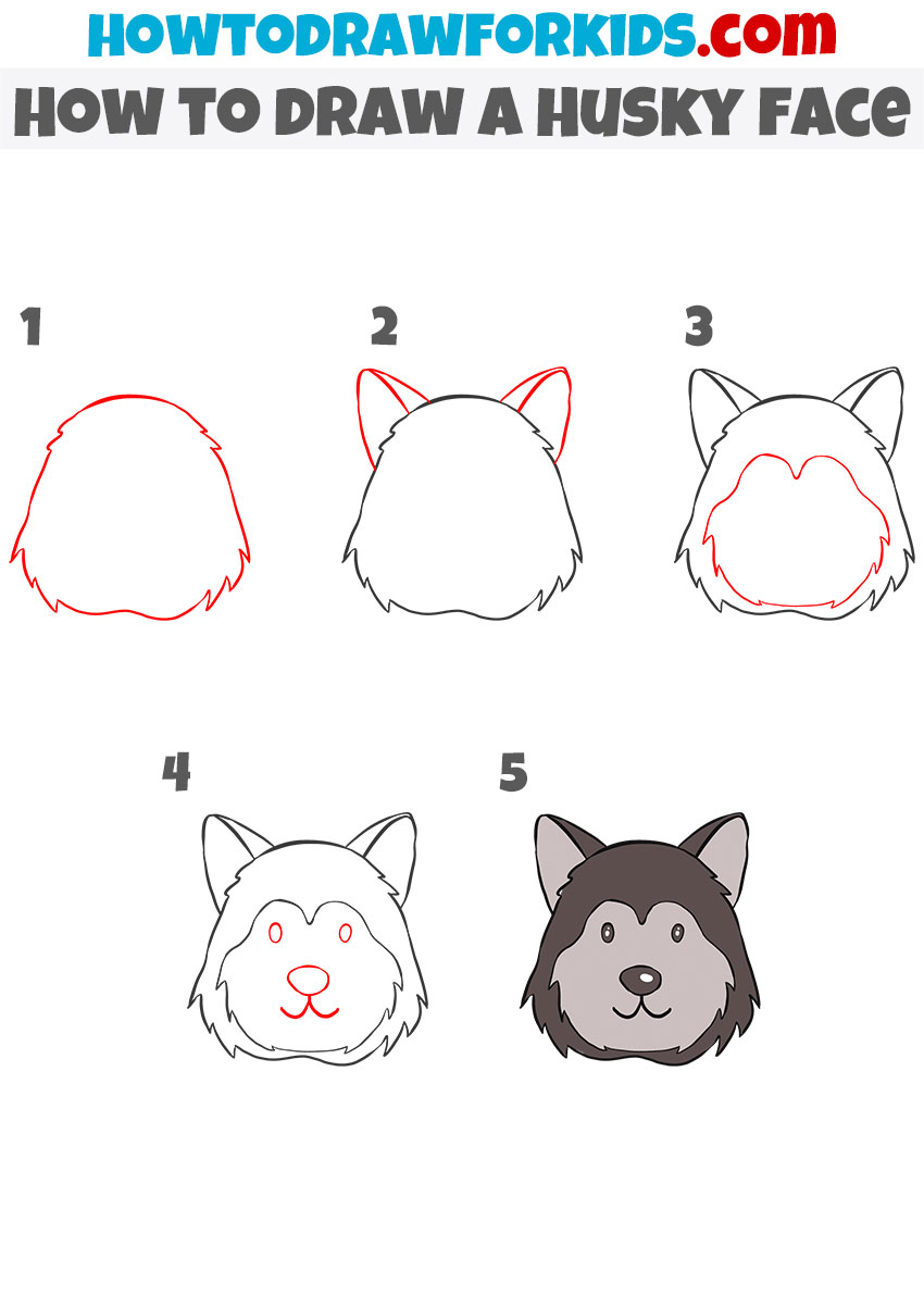 How to draw a Husky face step by step