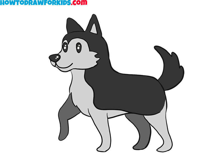 How to draw a Husky for kids