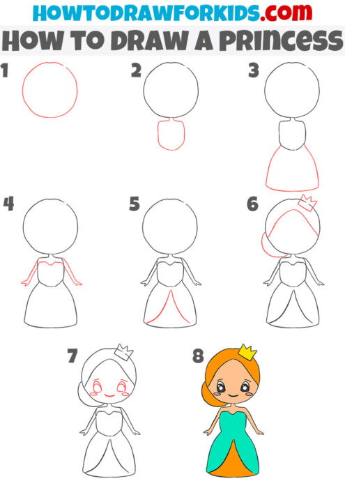 How to Draw a Princess - Easy Drawing Tutorial For Kids