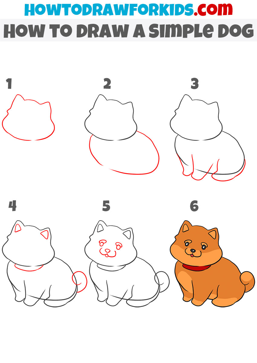 How to draw a Simple Dog step by step