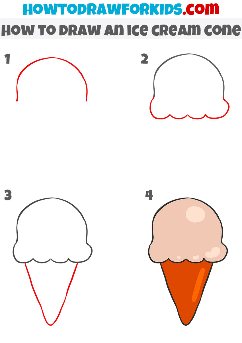 How to draw an ice cream cone step by step
