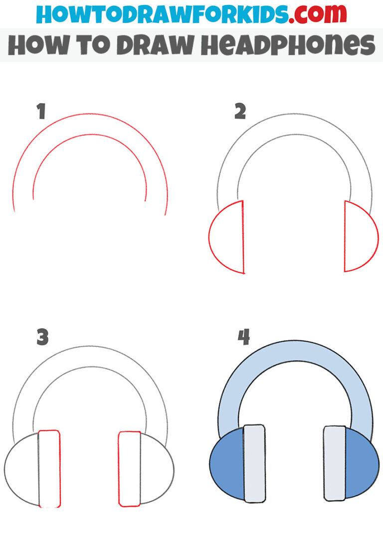 How to Draw Headphones for Kindergarten Easy Drawing Tutorial