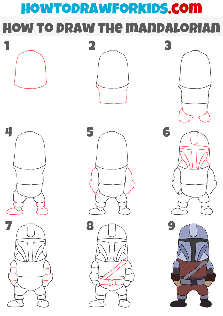 How to draw the Mandalorian step by step