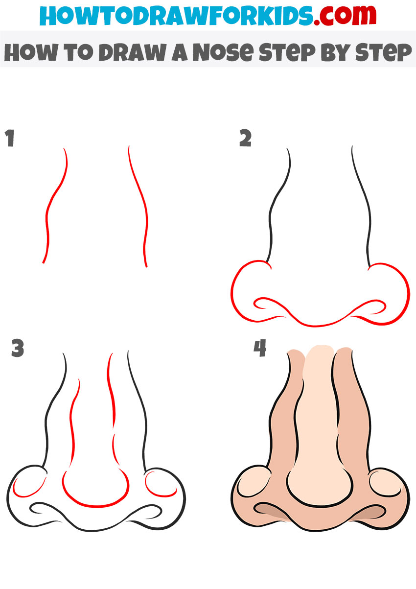 how to draw a Nose step by step