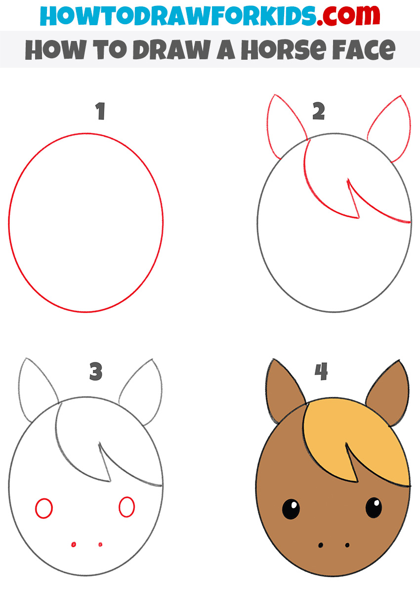 how to draw a horse face step by step