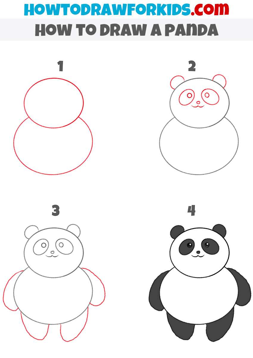 panda step by step drawing instruction
