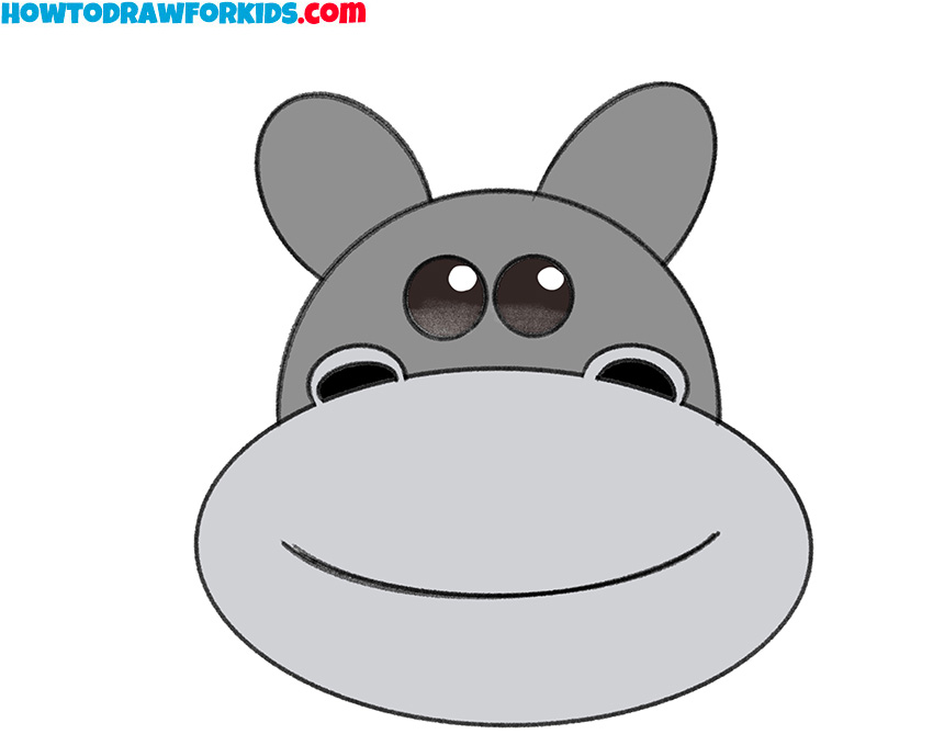 How to Draw a Hippopotamus Face for Kindergarten - Drawing Tutorial