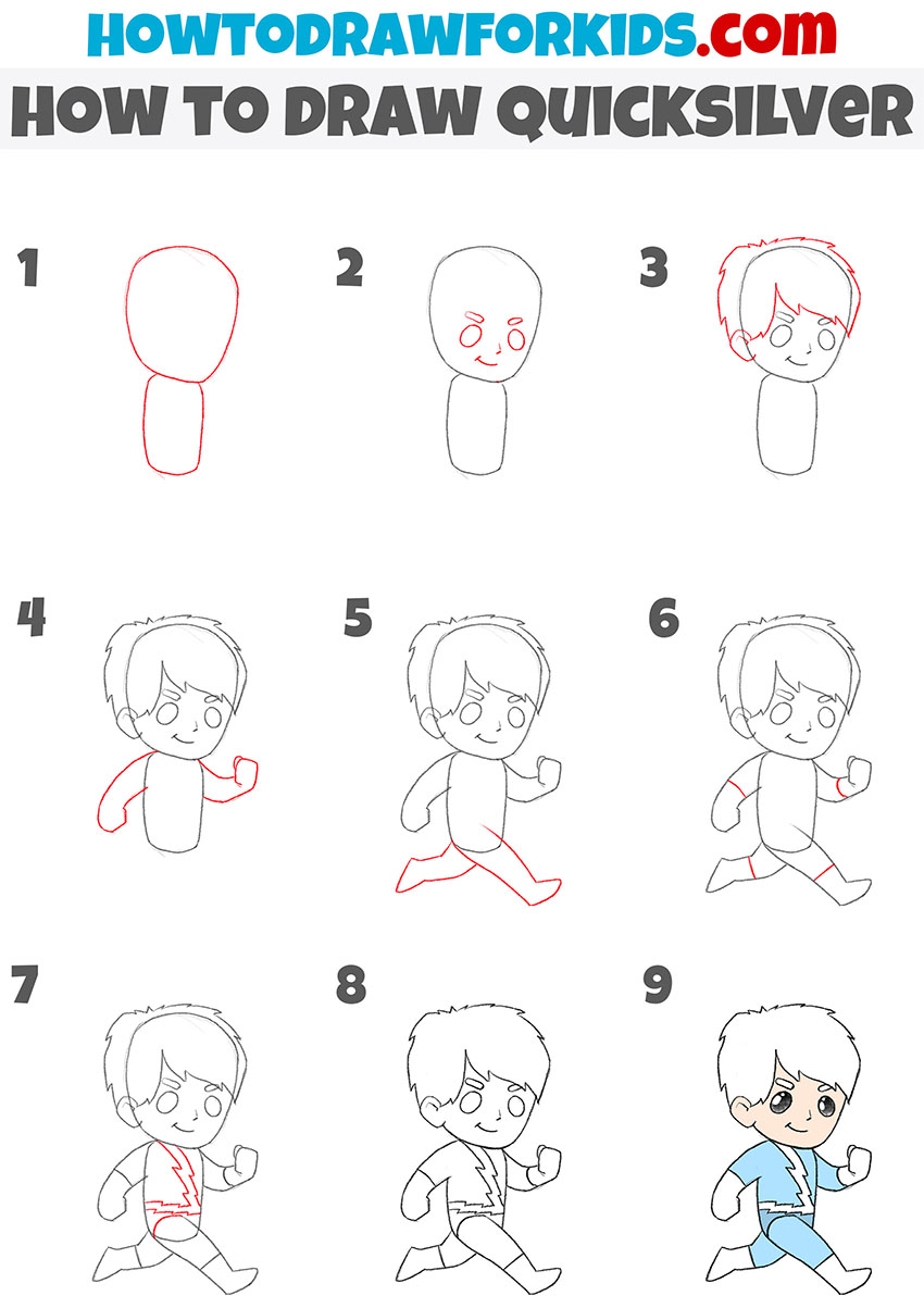 how to draw quicksilver step by step