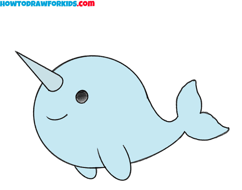 how to draw a cute narwhal easy