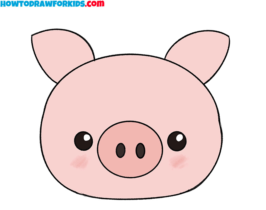 how to draw a face of a pig