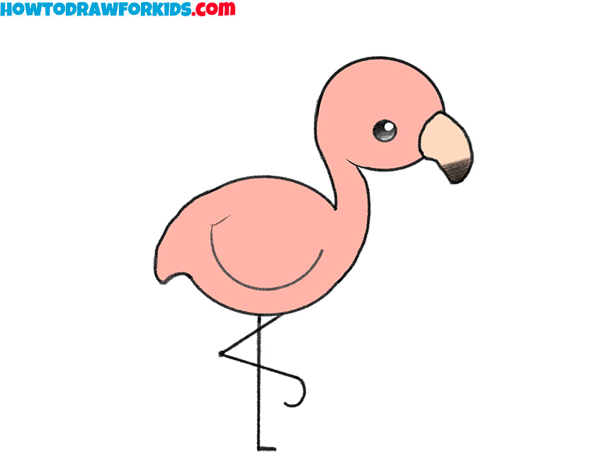 how to draw a flamingo easily