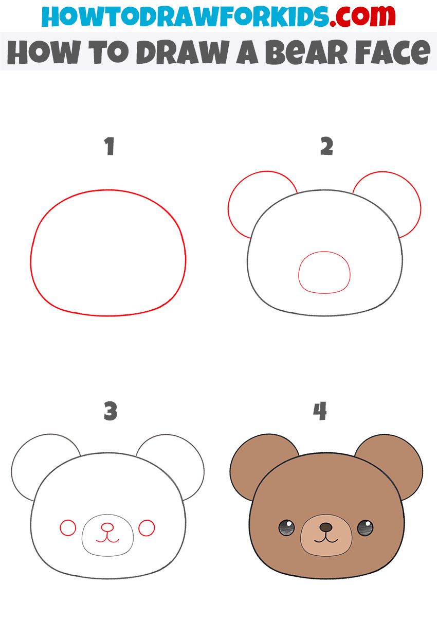 how to draw a teddy bear face