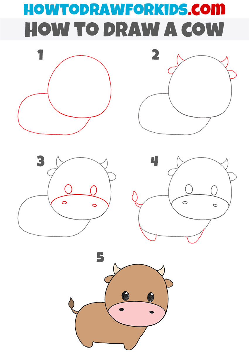 How to Draw a Cow for Kindergarten Easy Tutorial For Kids