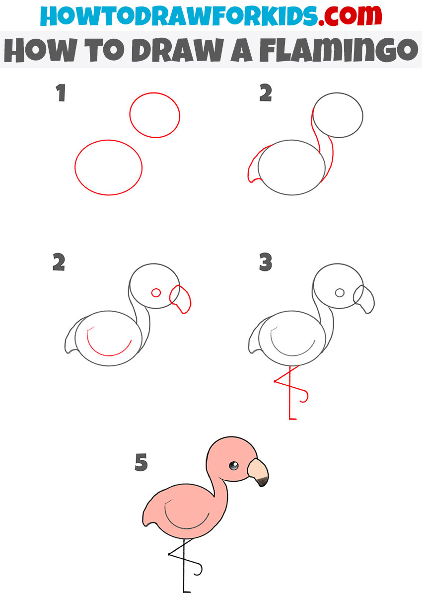 How to draw a flamingo step by step