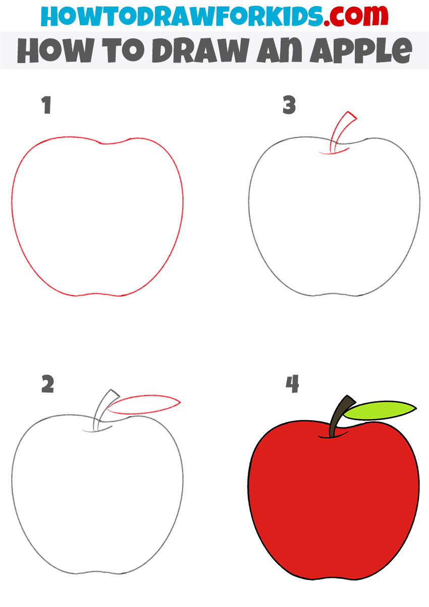 How to draw an apple step by step