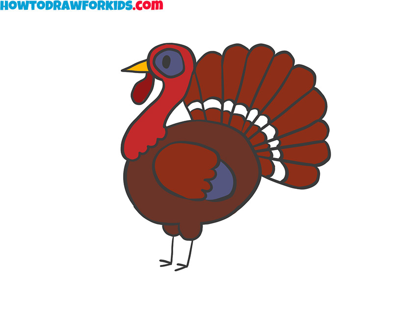 How to Draw a Cartoon Turkey - Easy Drawing Tutorial For Kids
