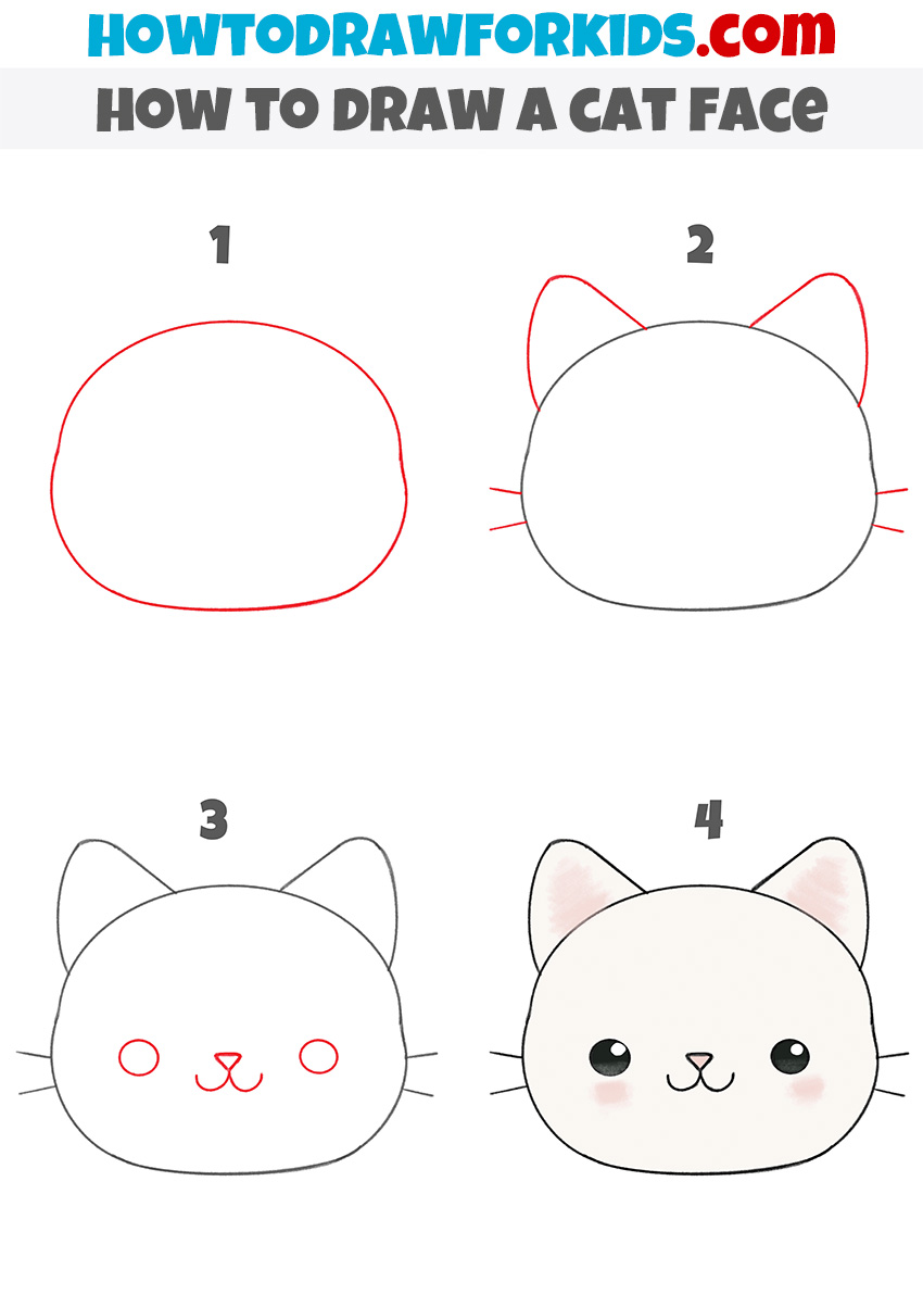 easy step by step cat face drawing