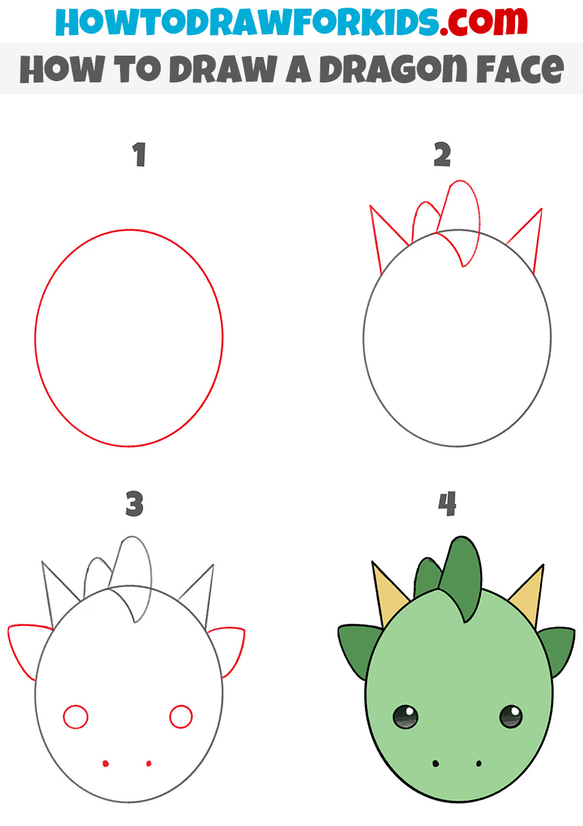 How To Draw A Dragon Head Step By Step For Kids