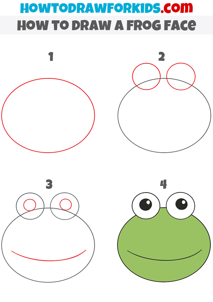 how to draw a frog face step by step
