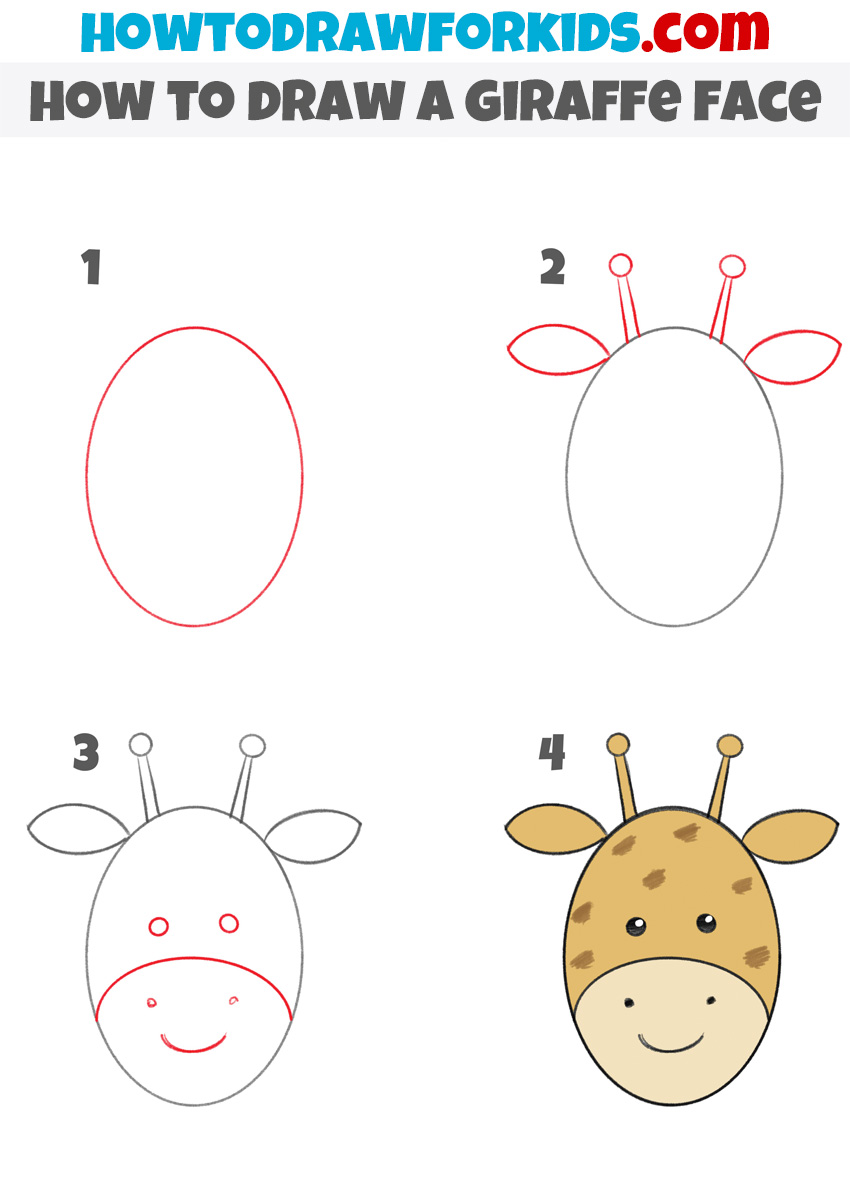 how to draw a giraffe face step-by-step