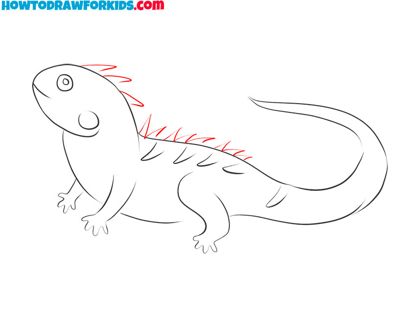 how to draw a reptile iguana