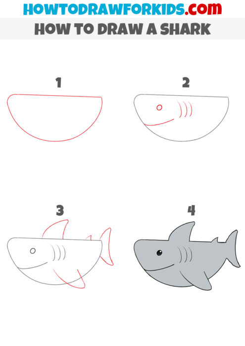 How to Draw a Shark for Kindergarten - Easy Tutorial For Kids