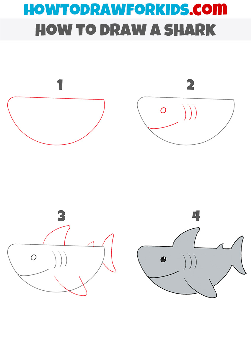 how to draw a shark step by step