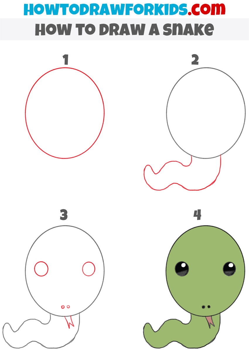 how to draw a snake face step by step